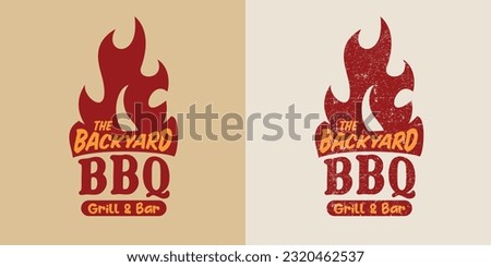 Bbq Steak Grilling Vintage Badge Logo Emblem Ellegant Clean and Grunge Distressed Stock photo © 