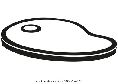 BBQ steak meat black and white silhouette. 