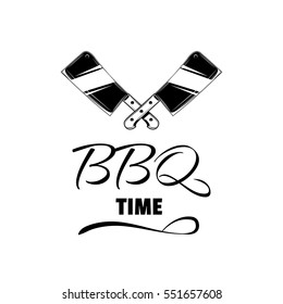 BBQ Steak vintage Label. Typography letterpress design. Vector illustration isolated on white.