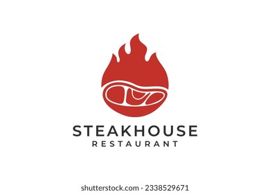 BBQ and Steakhouse logo, logo template for steakhouse restaurant