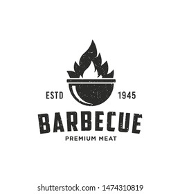 BBQ and Steakhouse vintage logo design. Barbecue emblem. Restaurant label, emblem, logo