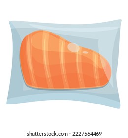 Bbq steal vacuum bag icon cartoon vector. Food meat. Frozen product