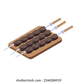 Bbq stick icon isometric vector. Brazilian food. Dish culinary