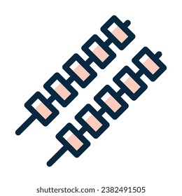 BBQ Stick Vector Thick Line Filled Dark Colors Icons For Personal And Commercial Use.
