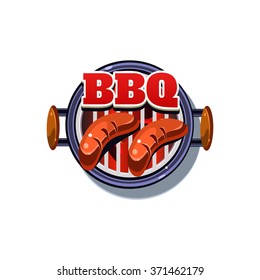 BBQ  Sticker. Bright Vector Illustration isolated on white Background
