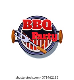 BBQ  Sticker. Bright Vector Illustration isolated on white Background