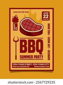 BBQ summer party vertical poster flyer template