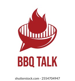 bbq talk flat minimalist logo design