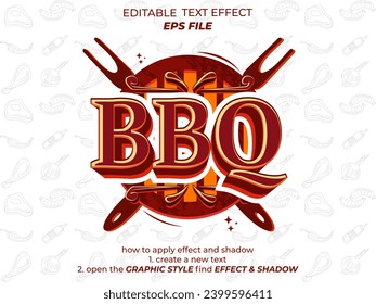 bbq  text effect, font editable, typography, 3d text. vector template