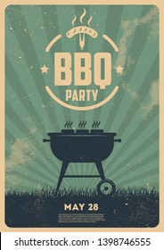 BBQ time. Barbecue party. Vintage poster. Memorial day