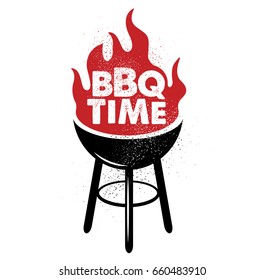 BBQ time. Hand drawn typography poster.Vector Typography.
