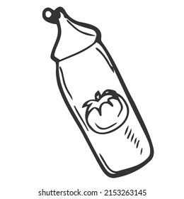 BBq tomato sauces hand drawn outline doodle icon. Bottle squeezing bbq tomato sauce vector sketch illustration for print, web, mobile and infographics isolated on white background.