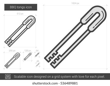 BBQ Zungen Vektorgrafik Symbol einzeln auf weißem Hintergrund. BBQ-Zange-Symbol für Infografik, Website oder App. Skalierbares Symbol, das auf einem Gittersystem entworfen wurde.