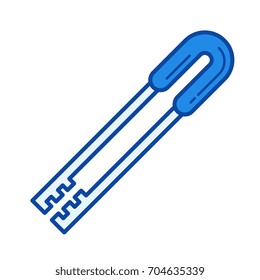 BBQ tongs vector line icon isolated on white background. BBQ tongs line icon for infographic, website or app. Blue icon designed on a grid system.