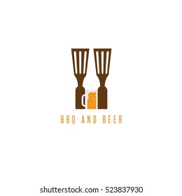 bbq tools and beer vector design template