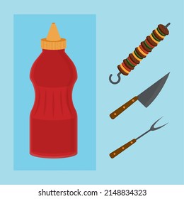 bbq tools and sauce icons