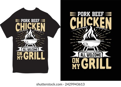 BBQ T-shirt Design. Funny BBQ T-shirt Design And BBQ Lovers  Grilling T-shirt Design.