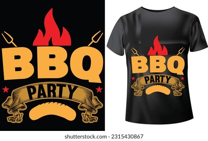 BBQ T-SHIRT DESIGN, BBQ PARTY BEAUTIFUL VECTOR