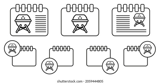 Bbq, usa vector icon in calender set illustration for ui and ux, website or mobile application