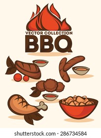 BBQ vector collection of emblems and illustrations