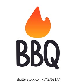 BBQ. Vector hand drawn icon, logo illustration on white background. 

