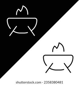 BBQ Vector Icon, Outline Stil Symbol, aus der Abenteuer-Symbole Sammlung, einzeln auf schwarz-weißem Hintergrund.