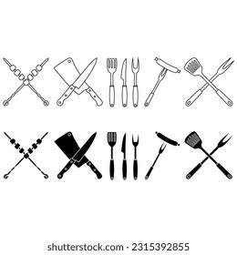 BBQ Vektorsymbol-Set. Picknick-Illustrationssammlung. Steak Symbol oder Logo.