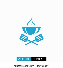 Bbq vector. Isolated blue icon on white background.