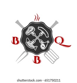 BBQ vector label isolated on the white background.Typography.