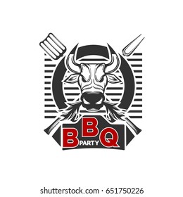 BBQ vector label isolated on the white background.Typography.