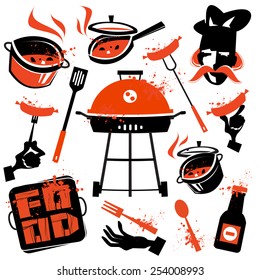 BBQ vector logo design template. cooking or kitchen icon.