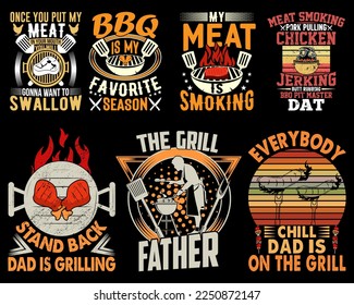 BBQ Vector T-shirt Design Bundle, Barbecue t-shirt set, Graphic, illustration