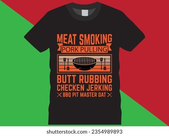  BBQ Vektor Typografie T-Shirt Design. Perfekt für Drucksachen und Beutel, Poster, Karten, Vektorgrafik. Einzeln auf schwarzem Hintergrund, Design der Elementvorlage.