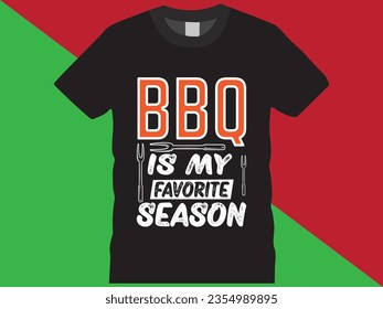  BBQ vector typography t-shirt design. Perfect for print items and bags, posters, cards, vector illustration. Isolated on black background, element template  design.
