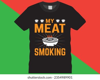  BBQ vector typography t-shirt design. Perfect for print items and bags, posters, cards, vector illustration. Isolated on black background, element template  design.