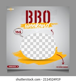 bbq weekend editable social media post. fast food social media post for your restaurant . layout design for marketing on social media. oyster or social media post for boost your sale.