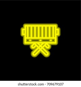 Bbq yellow glowing neon ui ux icon. Glowing sign logo vector