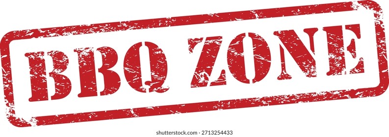 BBQ Zone Red Grunge Text Stamp in Rectangular Border
