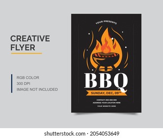 bbq_flye Flyer poster pamphlet brochure cover design layout background. vector template in A4 size - Vector