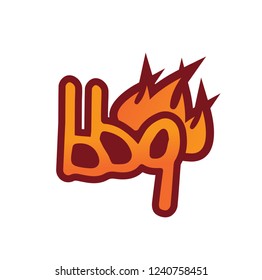 BBQ,Barbecue and grill logo with flames