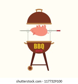 BBQ/barbecue party blank invitation template with a  pig