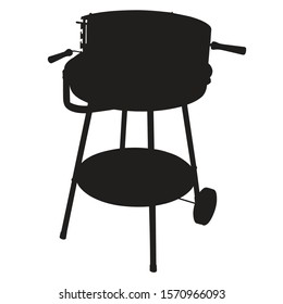 BBQ-Charcoal grill trolley. Silhouette  on white background 