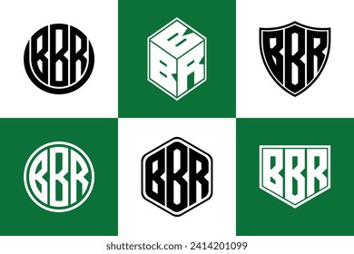 BBR initial letter geometric shape icon logo design vector. monogram, lettermark, circle, polygon, shield, symbol, emblem, elegant, abstract, wordmark, sign, art, typography, icon, geometric, shape
