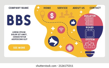 BBS - Bulletin Board System  acronym. business concept background.  vector illustration concept with keywords and icons. lettering illustration with icons for web banner, flyer, landing pag