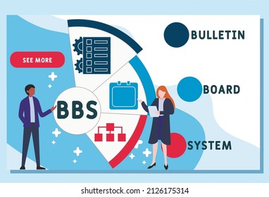 BBS - Bulletin Board System  acronym. business concept background.  vector illustration concept with keywords and icons. lettering illustration with icons for web banner, flyer, landing pag