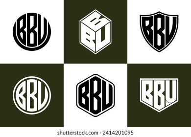 BBU initial letter geometric shape icon logo design vector. monogram, lettermark, circle, polygon, shield, symbol, emblem, elegant, abstract, wordmark, sign, art, typography, icon, geometric, shape
