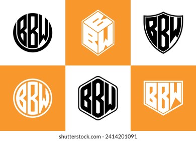 BBW initial letter geometric shape icon logo design vector. monogram, lettermark, circle, polygon, shield, symbol, emblem, elegant, abstract, wordmark, sign, art, typography, icon, geometric, shape
