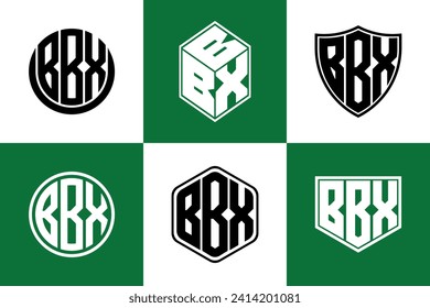 BBX initial letter geometric shape icon logo design vector. monogram, lettermark, circle, polygon, shield, symbol, emblem, elegant, abstract, wordmark, sign, art, typography, icon, geometric, shape
