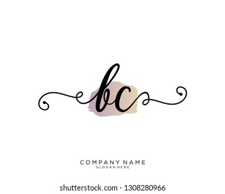 BC B C Initial handwriting logo template