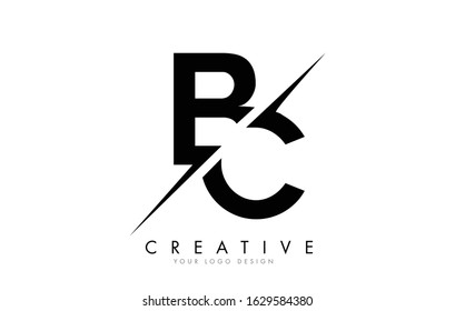 BC B C Letter Logo Design with a Creative Cut. Creative logo design..